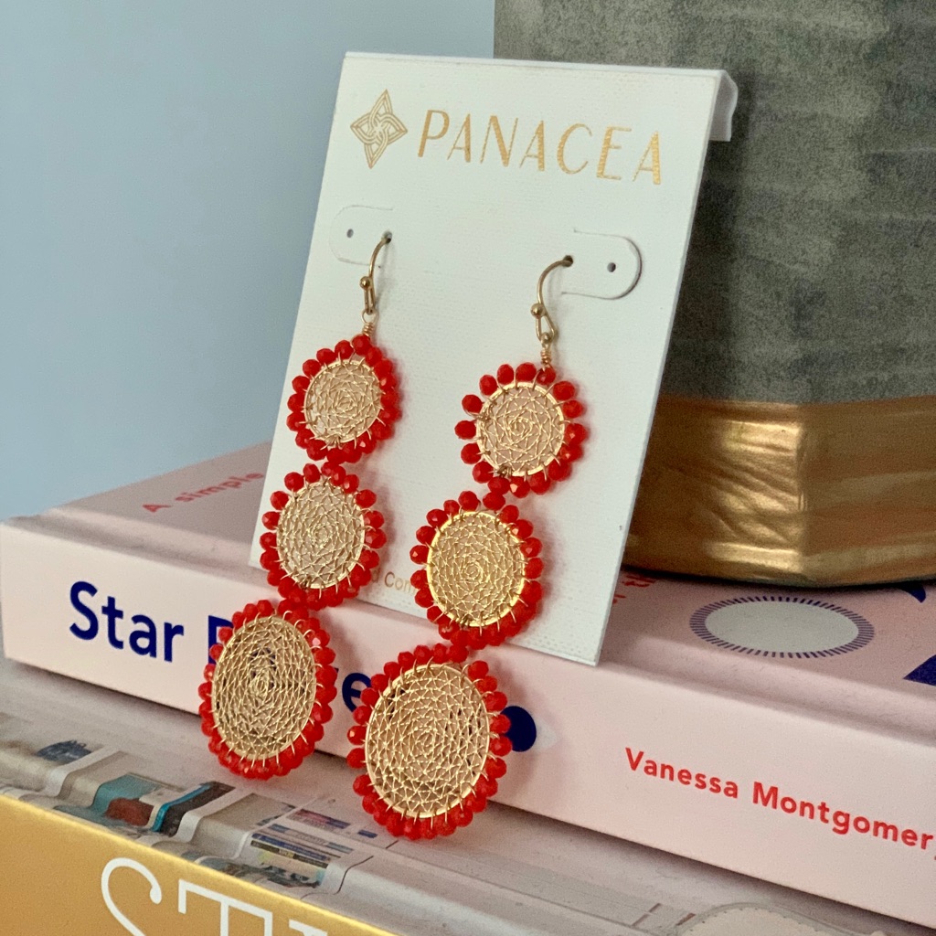 Panacea Gold Orange 3-Tier Earings 8$